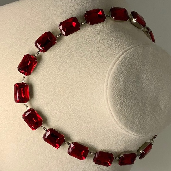 COPY - Ruby Red Statement Necklace and Earring Set - Picture 5 of 10